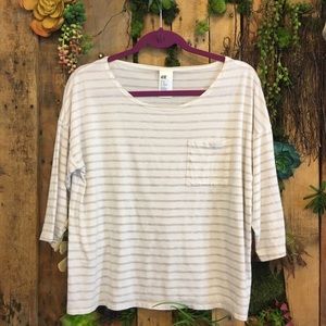Basic H&M Striped 3/4 Sleeve Tee
